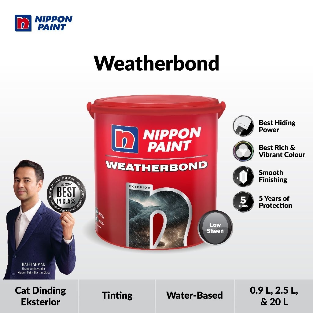 Nippon Paint Weatherbond 20L - cat tembok premium dinding luar eksterior exterior