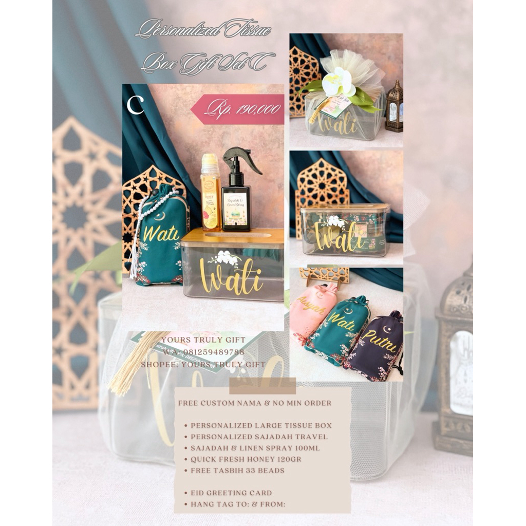 PERSONALIZED TISSUE BOX GIFT SET C • Idul Fitri Hampers 2026 • Lebaran Gift • Custom Hampers • Ramad