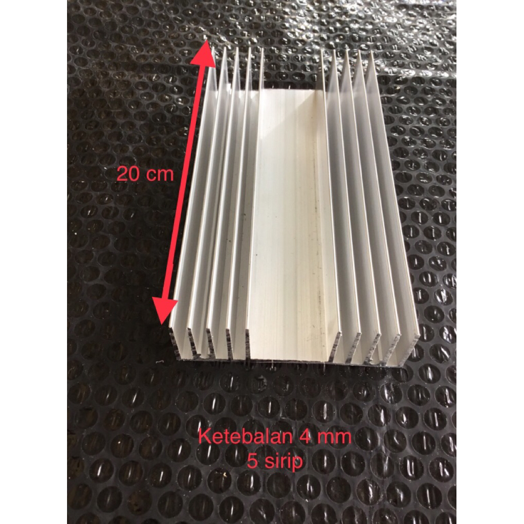 Heatsink pendingin 5 sirip 20cm tebal 4mm