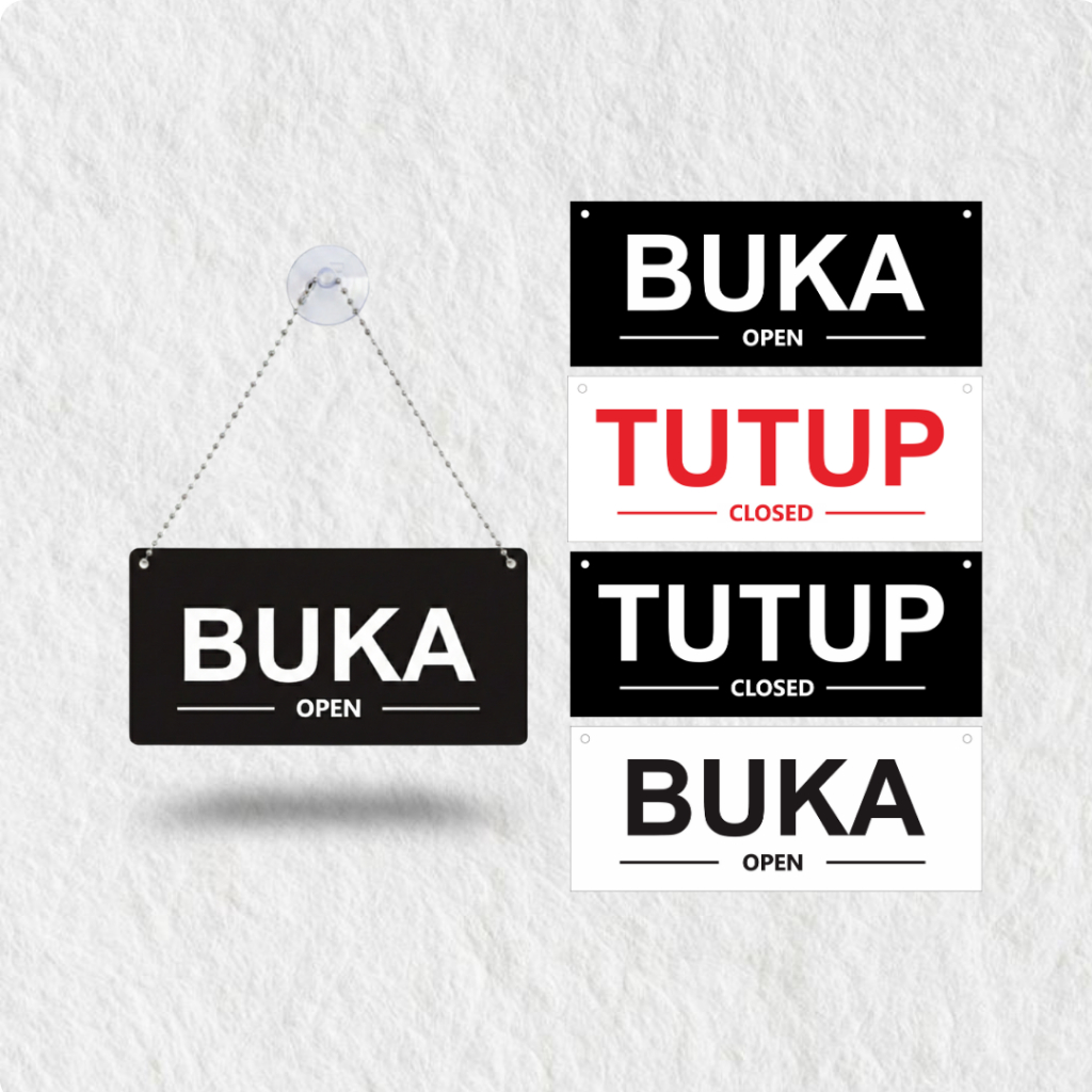 Buka Tutup Akrilik / Papan Tanda Buka Tutup  Akrilik / Signboard Buka Tutup  Aesthetic Minimalist Ac