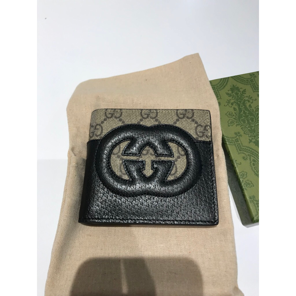 GUCCI GG Interlocking Logo Leather Fold Men’s Wallet AUTHENTIC
