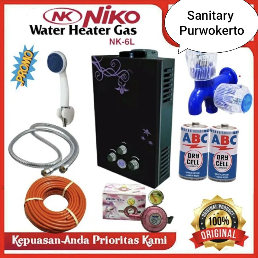 Water Heater Niko Gas Paket Komplit tinggal pasangLow Pressure