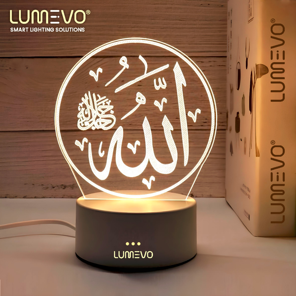 Lampu Tidur Kaligrafi Arab 3D Estetik Akrilik LED – Lampu Hias Meja Kamar Dekorasi Meja Belajar Meja