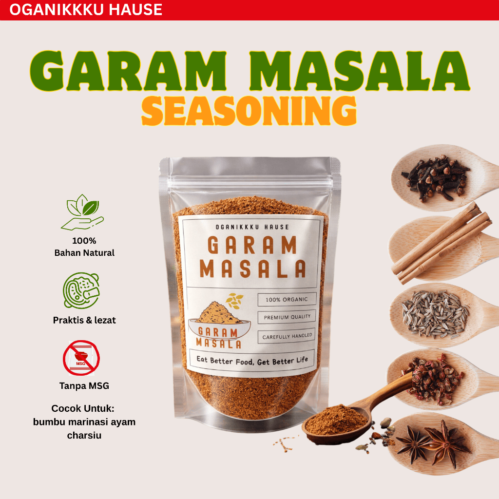 Garam Masala Premium – Bumbu Rempah India Asli untuk Kari, Ayam & Masakan Timur Tengah | Oganikkku H