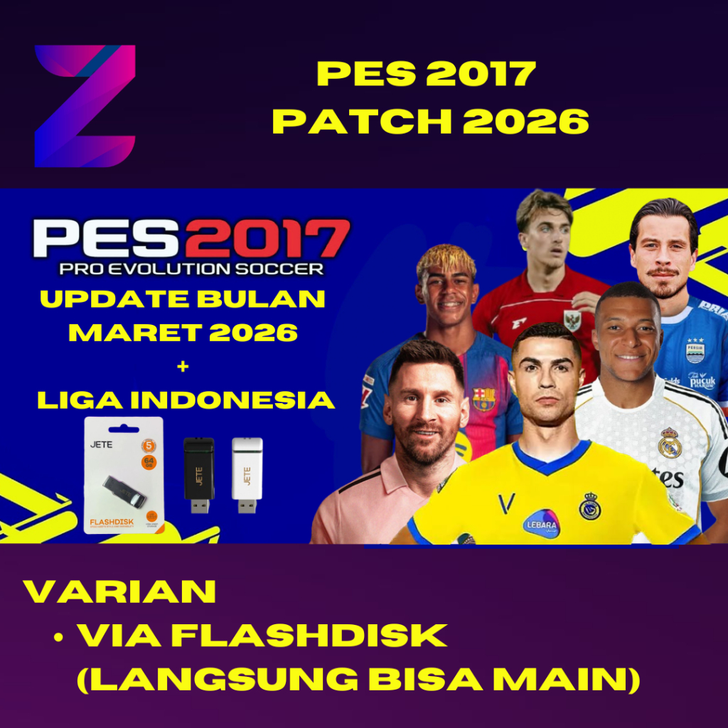 FLASHDISK 64GB isi Game PES 2017 PATCH 2026 + BRI LIGA 1 INDONESIA + BONUS GAME BEBAS REQUEST - PC/L
