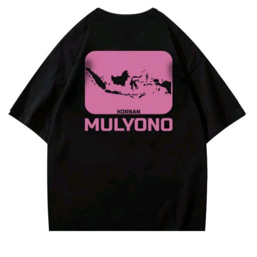 Kaos sablon korban mulyono pink t-shirts distro unisex katun bahan adem