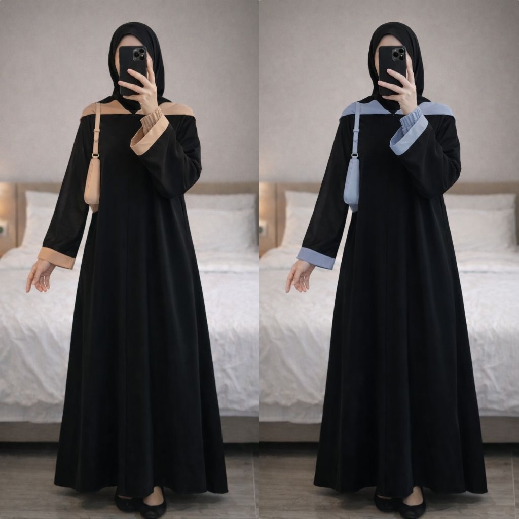 READY Abaya Mahira by Baabud.collection abaya topi abaya hoodie abaya hitam abaya jetblack abaya sif