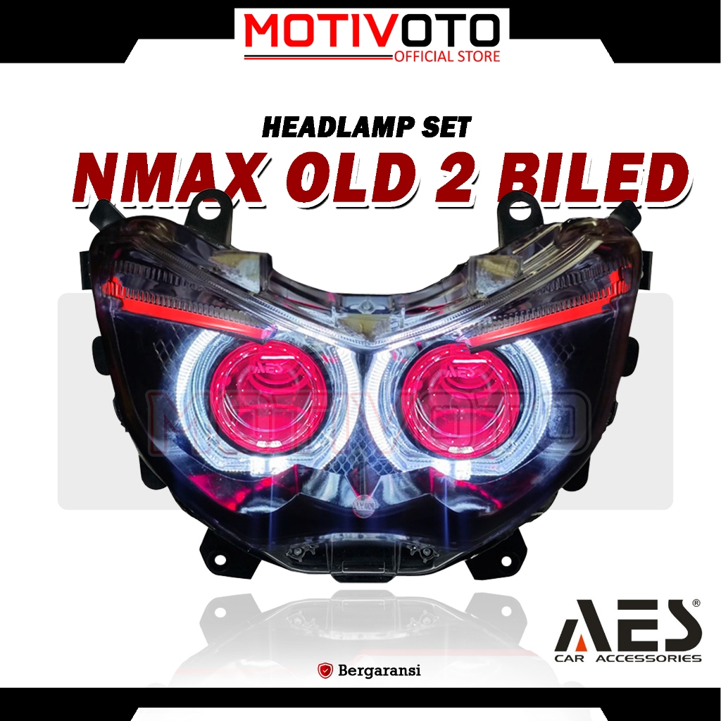 Headlamp AES Nmax 2 Lampu + Saklar PNP Projie Biled AES Turbo SE Experience Lampu Depan Fullset Yama