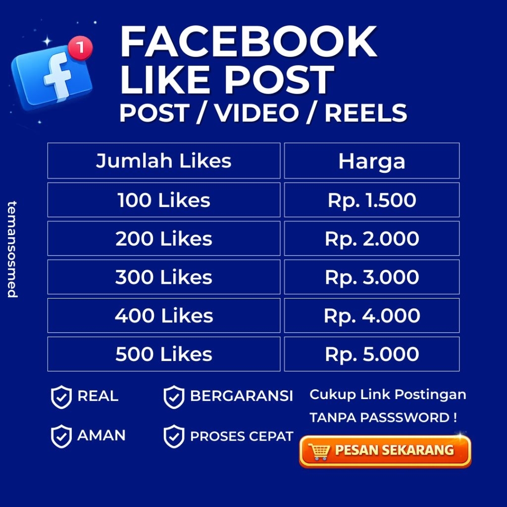 Like Likes Postingan Facebook FB Pro Halaman Like Likes Postingan Permanen Bergaransi