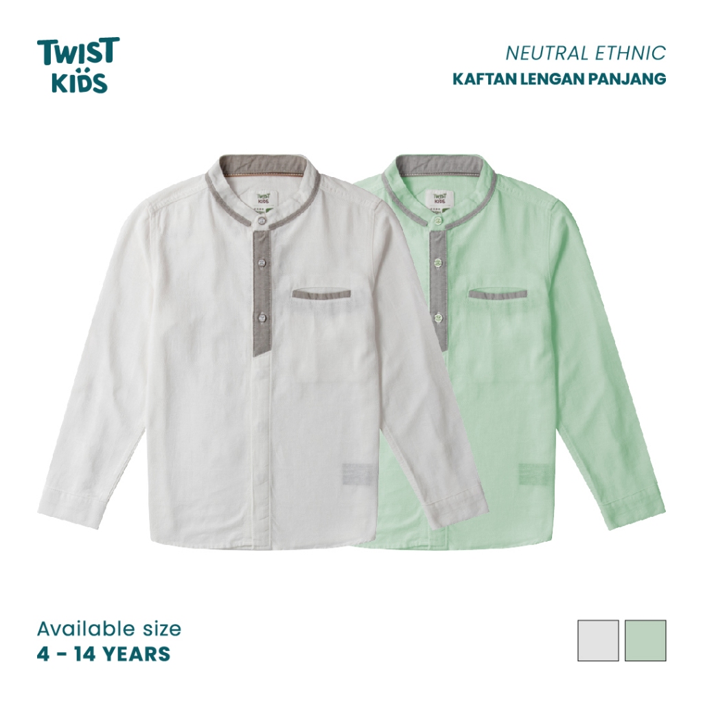 Twist Kids - Hamza, Neutral Ethnic, Baju Lebaran 2026 Koko Lengan Panjang Anak Laki Laki
