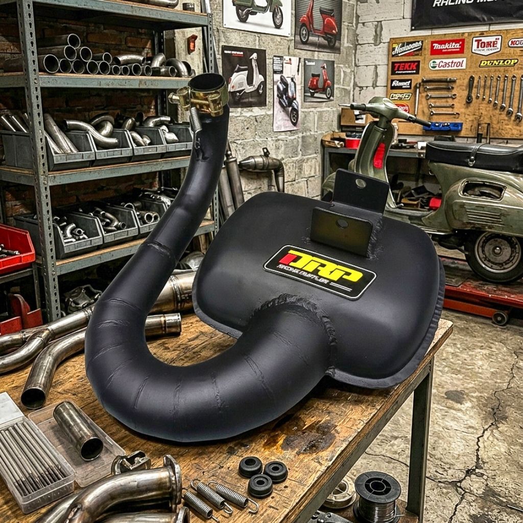 Knalpot vespa racing big box large frame black by DRP Racing