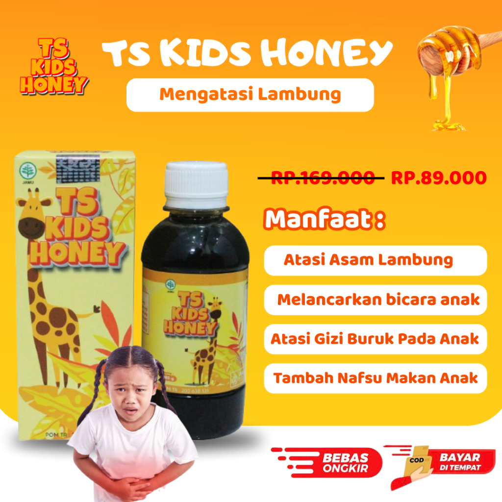Madu Asam Lambung Anak 2 Tahun, Obat Asam Lambung Anak Paling Ampuh, Herbal Aslam Alami TS Kids Hone