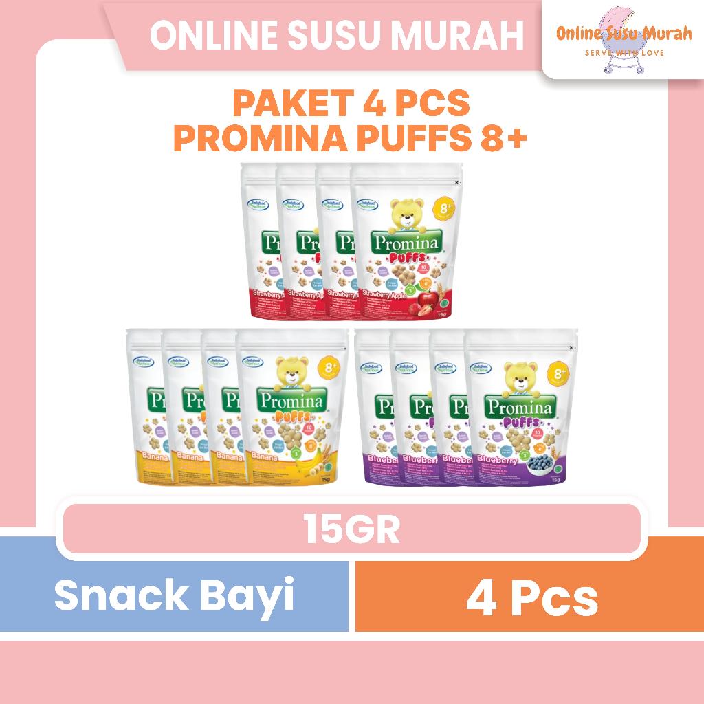 PROMINA PAKET 4 PCS PUFF 15 GR SNACK BAYI 8+ PUFFS USIA 8 BULAN KE ATAS + CEMILAN BAYI 15GR PRLA