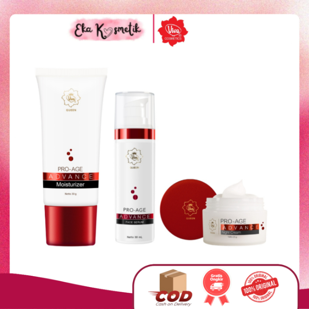 VIVA Queen Pro-Age Advanced Series Paket 3-in-1 | Serum 30ml | Moisturizer 30gr | Night Cream 25gr /