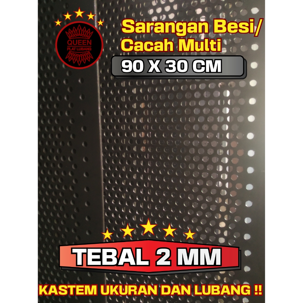 plat sarangan besi lubang 10mm tebal 2mm uk.30x90 cm