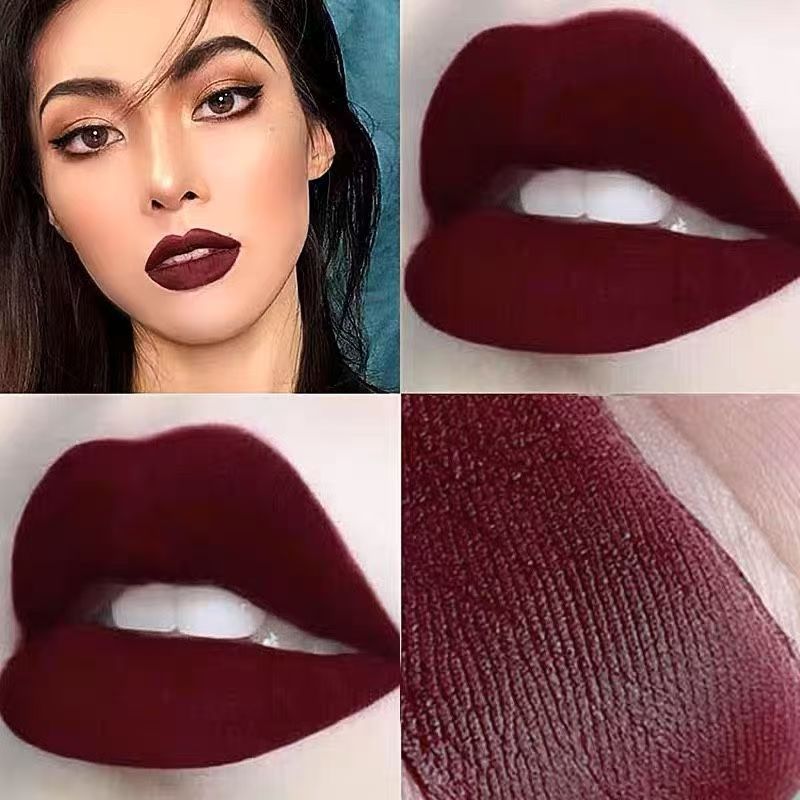Lip glaze matte bibi warna, gelap darah sapi warna merah gelap tidak hilang warna mobil tahan air cm