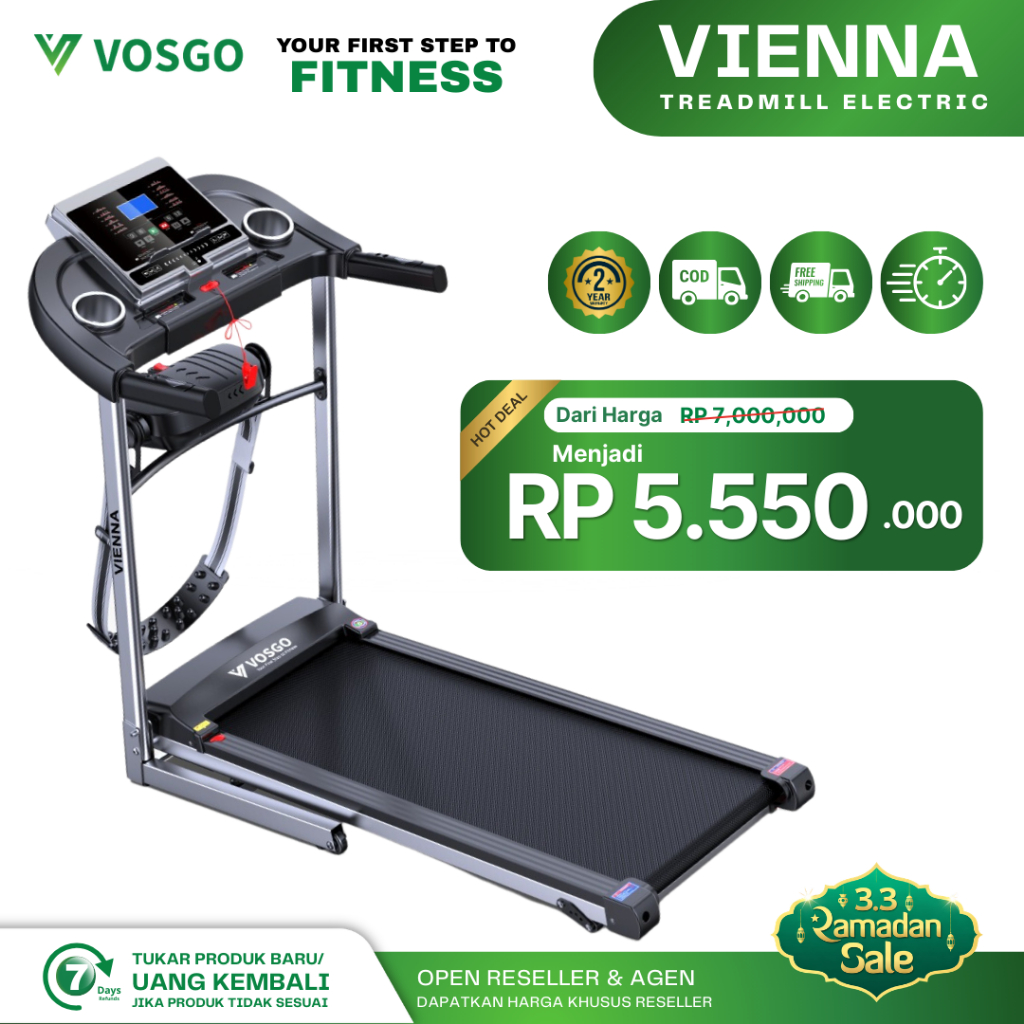 Alat Fitness Treadmill Elektrik Vosgo Vienna