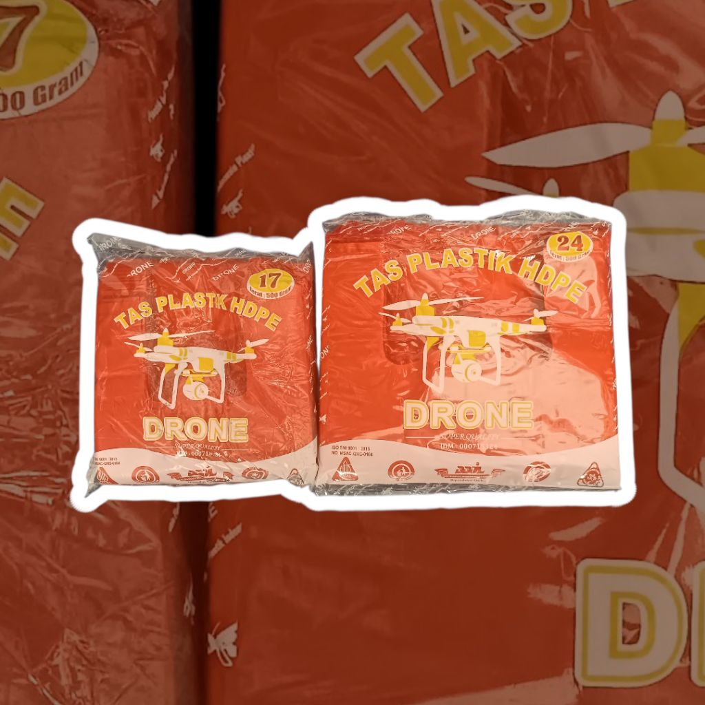 Kantong plastik kresek merk Drone ukuran 17,24 500gr