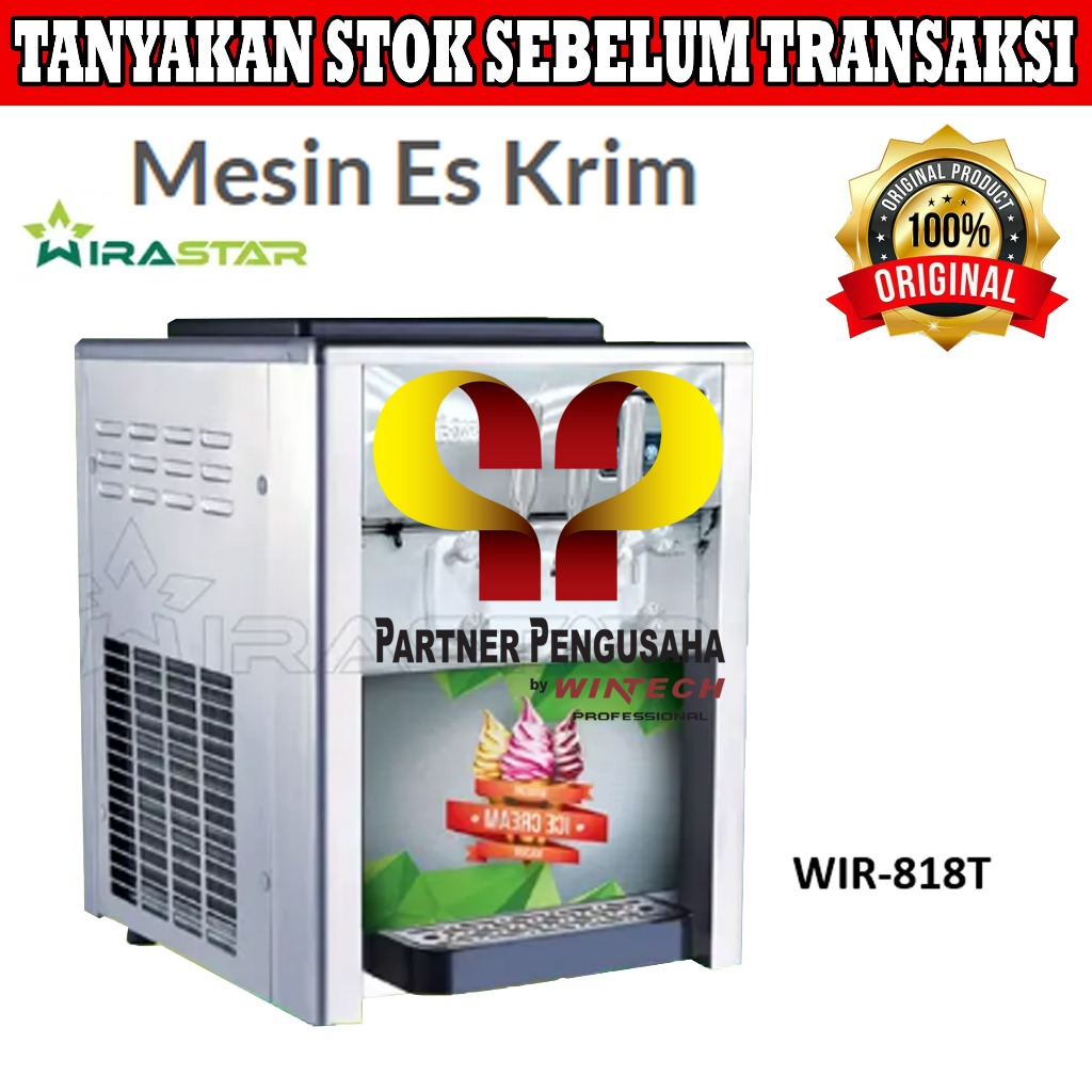 WIRATECH WIR-818T Mesin Es Krim 3 Tuas Portable - Soft Ice Cream FROZEN YOGHURT 25L