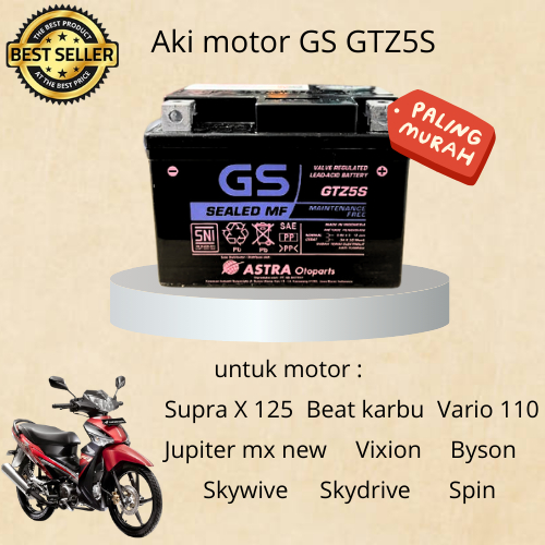 AKI GS ASTRA GTZ5S Aki motor kering Honda supra x 125