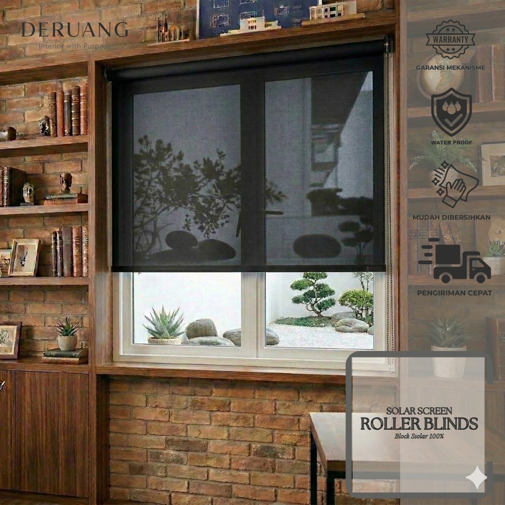 (READY STOK) Roller Blind Solarscreen Headrail - Tirai Outdoor - Krey Gulung Custom - Roller Blinds 