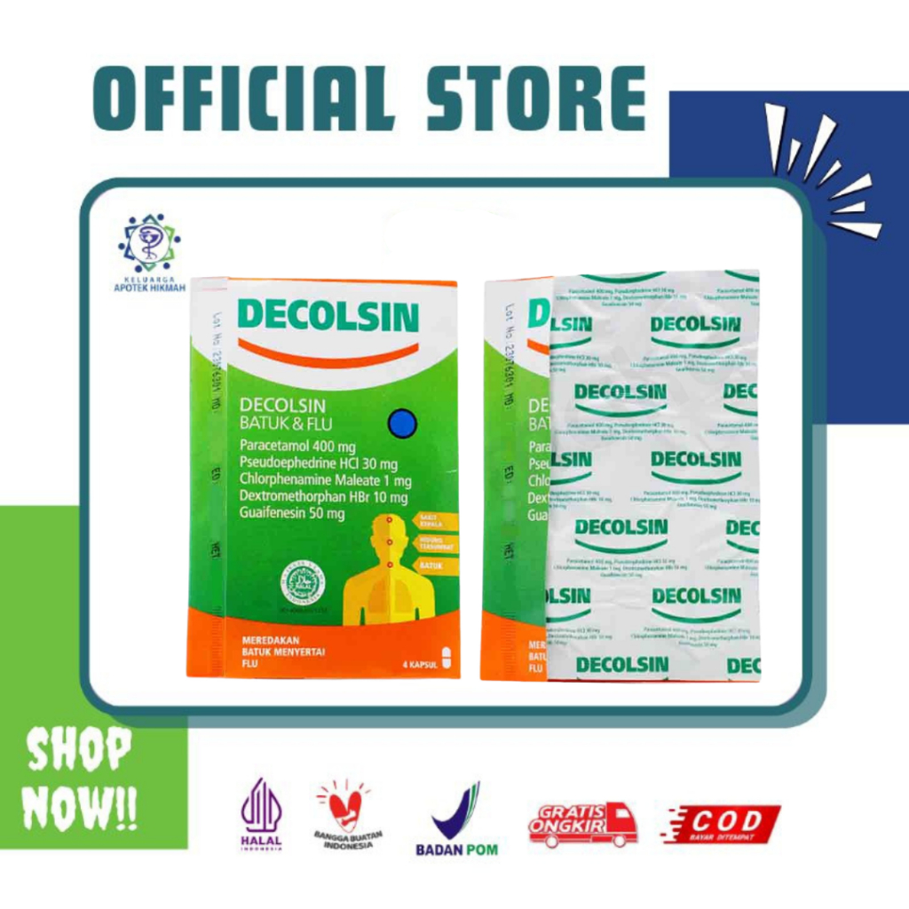 DECOLSIN Obat Batuk Flu Paracetamol Pseudoephedrine 10g Meredakan Demam Sakit Kepala