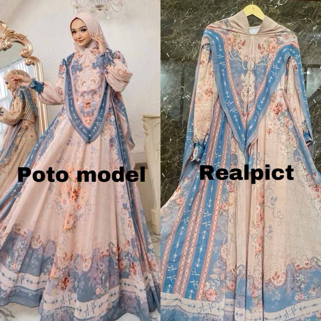 Mozza Syar’i-Allawiyah_syari Guzel series Muslim Fashion Terbaru Gamis Ceruty Printing