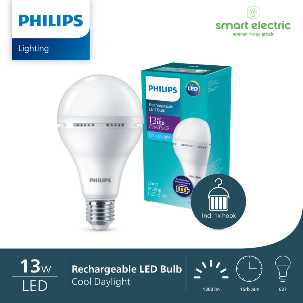 Philips Lampu Emergency 13 Watt Rechargeable Bohlam AC DC LED Potable Bagus