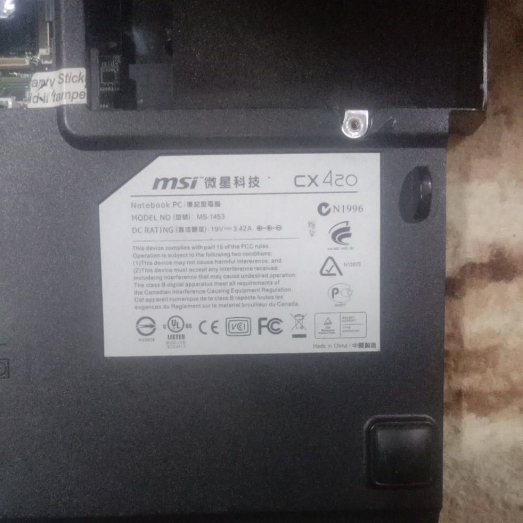 MSI CX420 Motherboard Laptop Intel HM55 DDR3