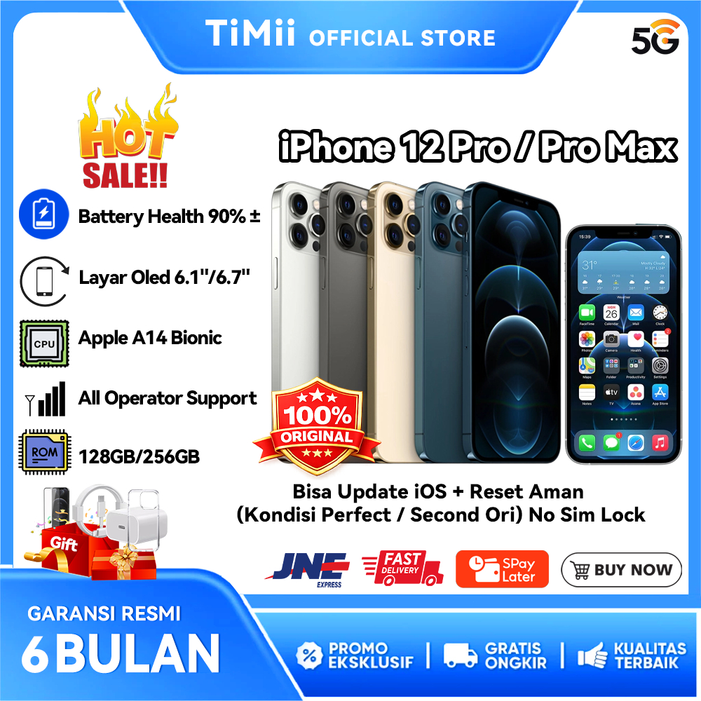 iPhone 12 Pro / 12 Pro Max Original 100% Second Bekas 128GB 256GB Fullset Mulus Kondisi Perfect BH 9