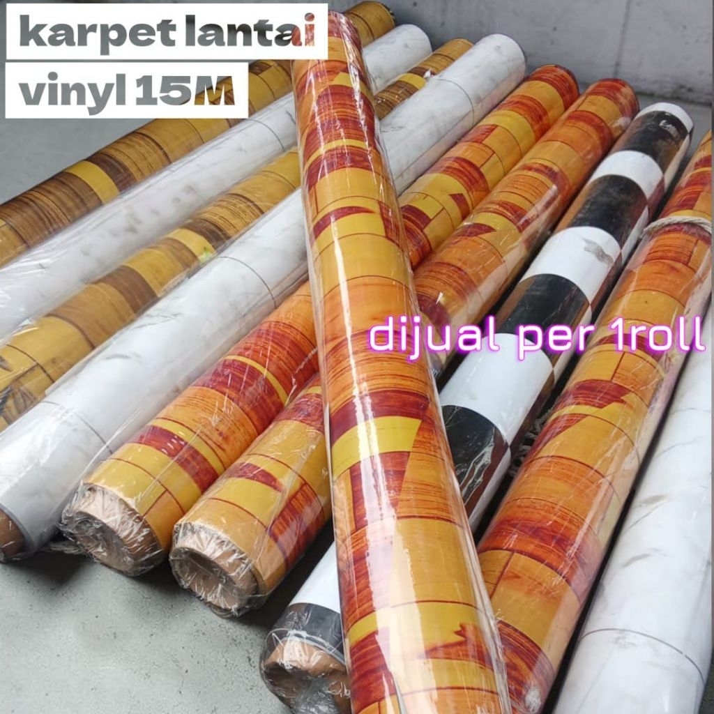 Karpet vinyl 1roll | karpet/perlak lantai panjang 15M_banyak pilihan motif