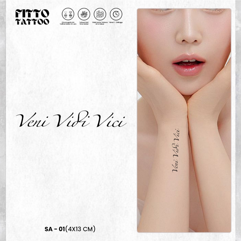 Tato Temporer Sementara Fruit Ink Premium Tatto Latin Quotes Tulisan Anti Air Tahan Lama