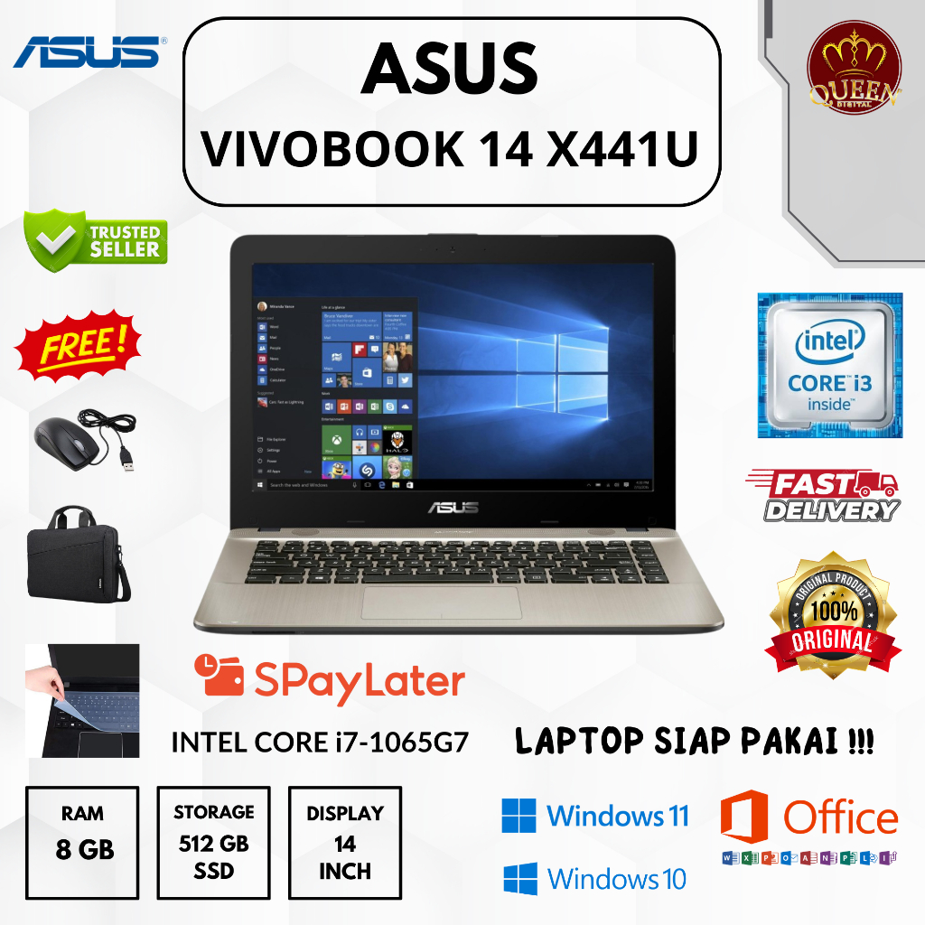ASUS X441U | INTEL CORE i3-6006U | 8GB RAM | SSD 512GB | 14 INCH