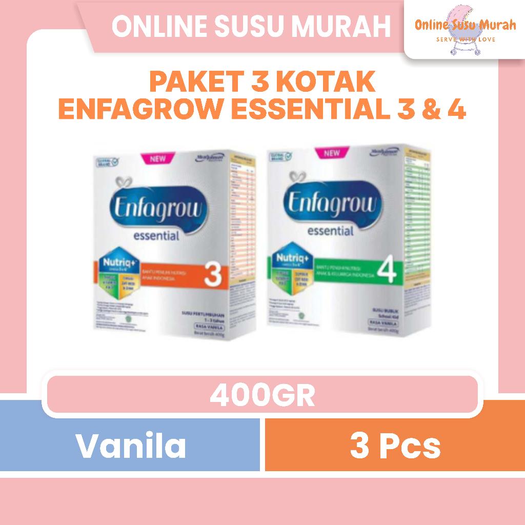 ENFAGROW ESSENTIAL PAKET 3 KOTAK TAHAP 3 DAN 4 400GR ENFA GROW 400 GR VANILA LEBIH MURAH SSKD