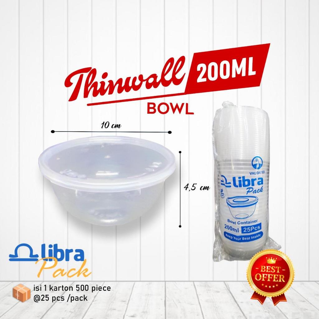 THINWALL BOWL LIBRA 200 ML 400 ML | MANGKOK PLASTIK MAKANAN SALAD DESSERT
