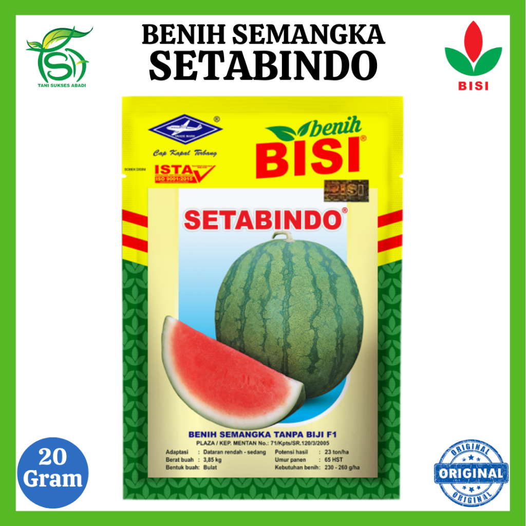 Benih Semangka SETABINDO (20 Gram) - Bibit Tanpa Biji Hibrida F1 BISI