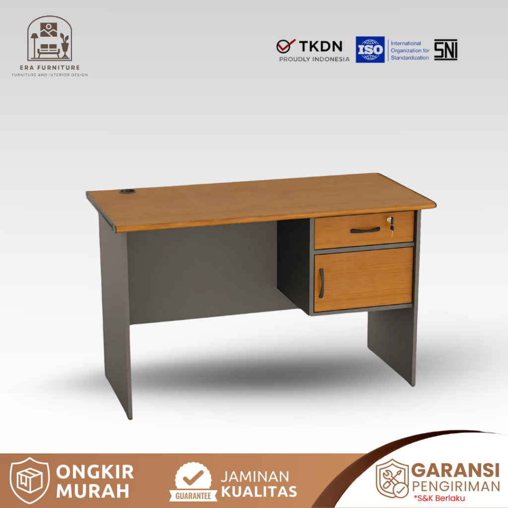 Era Furniture - MV 501 Meja Kantor Meja Kerja Meja Belajar Kayu 1/2 Biro 1 Laci 1 Loker VIP TKDN