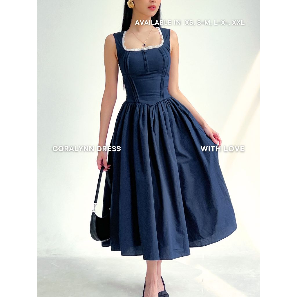 With Love The Brand | CORALYNN DRESS | Dress Wanita | Dress Panjang Elegan | Dress Fuji | Dress Puti
