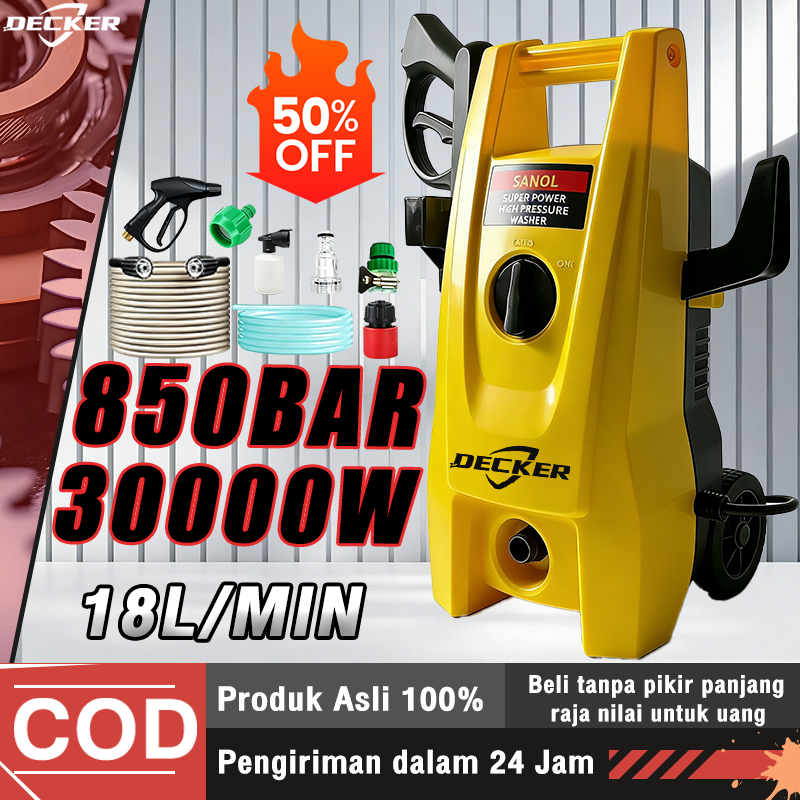 DECKER Mesin Cuci Mobil Dan Motor 850W Mobil Jet Cleaner 220V Alat Cuci Motor Dan Mobil Portable Ala