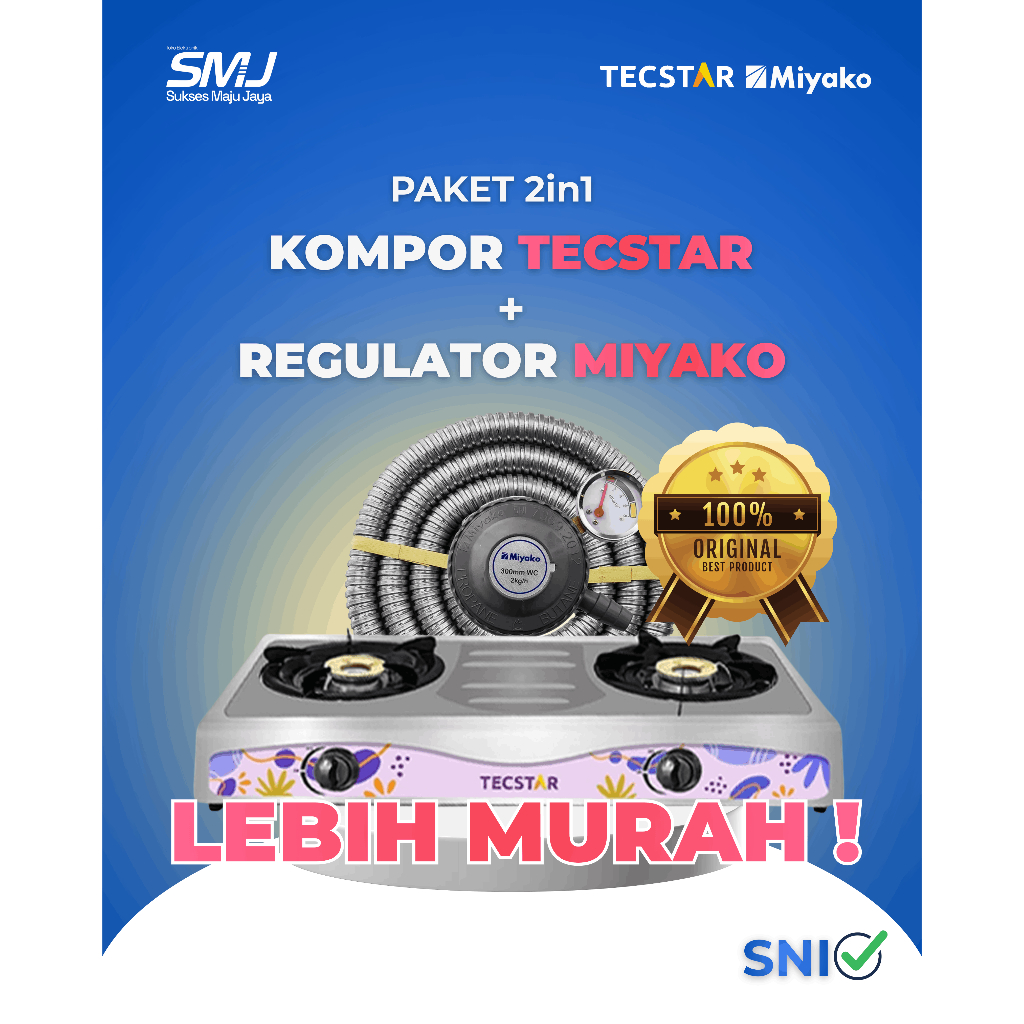 PAKET BUNDLING SPESIAL TECSTAR KOMPOR 2 TUNGKU + MIYAKO REGULATOR