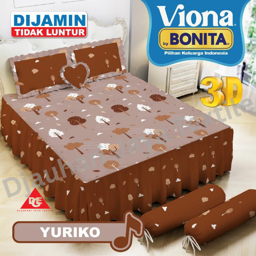 Sprei Viona By Bonita Rumbai Ukuran 180x200 cm Motif Bunga Warna Coklat
