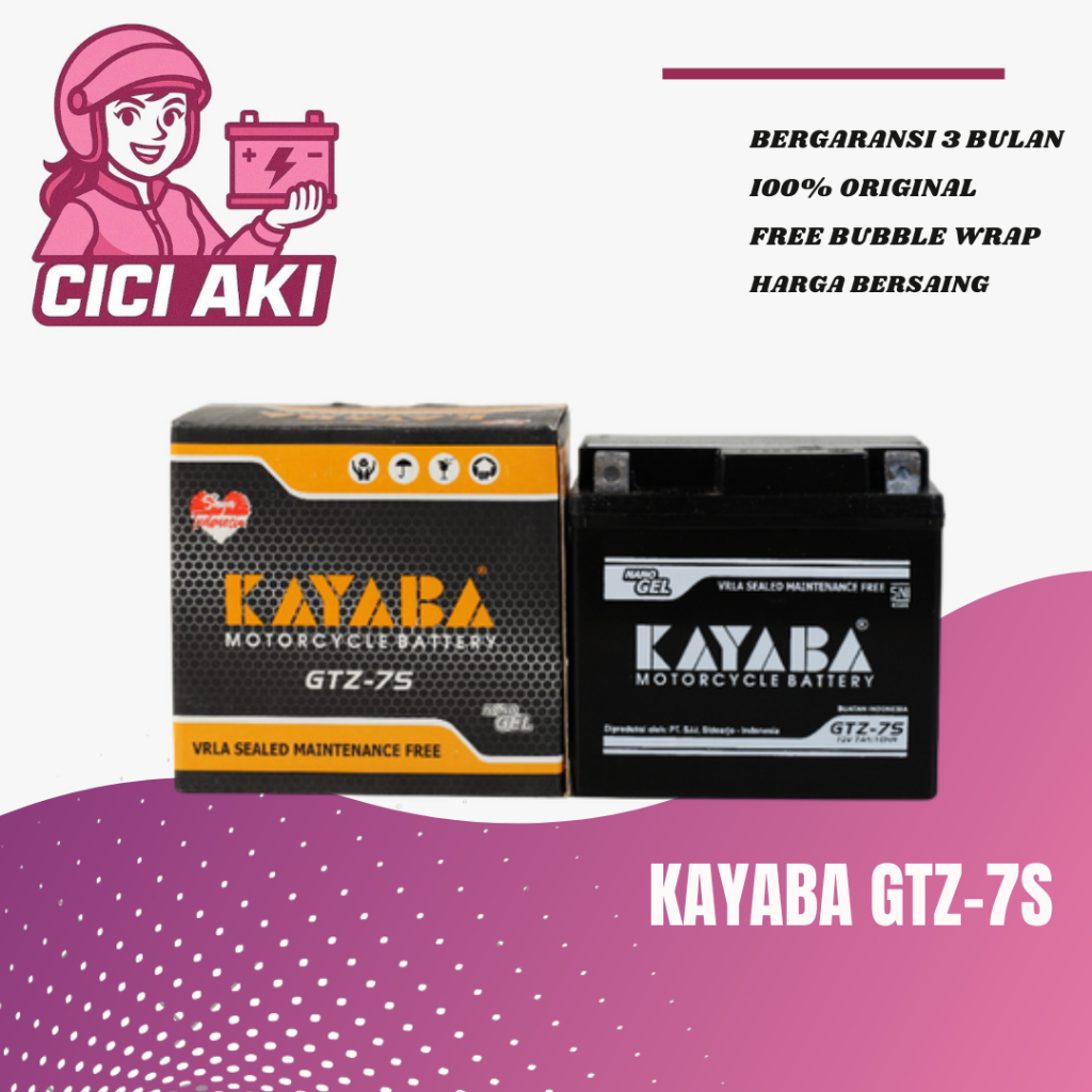 Aki Motor NMax PCX Vario 150/160 Aki Kering Bergaransi, Merk : KAYABA GTZ-7S MF