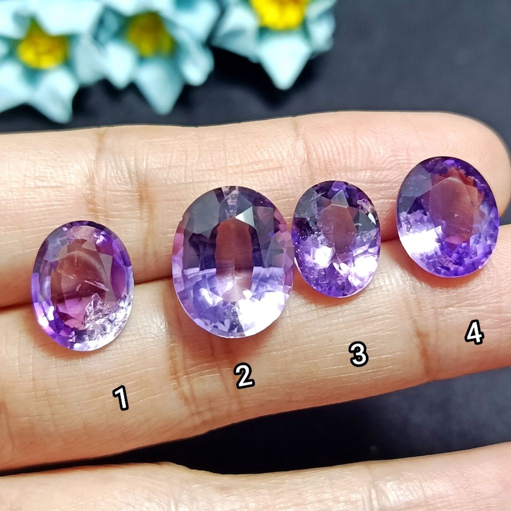 Batu Natural Kecubung Ungu qualitas bagus Batu Kecubung Ungu Kating Oval