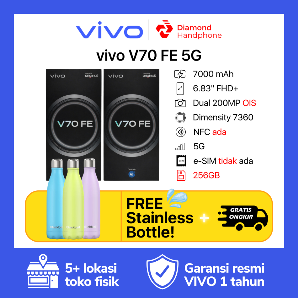 Vivo V70 FE 5G 8/256 12/256 8/256GB 12/256GB 8GB 12GB 256GB Garansi Resmi