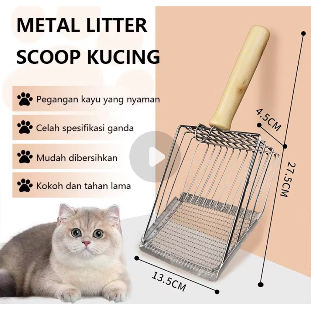 Sekop Serokan Pasir Stainless Quality Sekop Kucing Pengangkat Kotoran Kucing Serokan Pasir Kucing Se