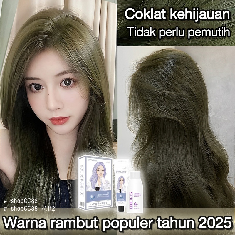 (Beli 100ml gratis 100ml)STYLE FIT cat rambut hijau gelap kebiruan *200ml,warna rambut biar muka cer