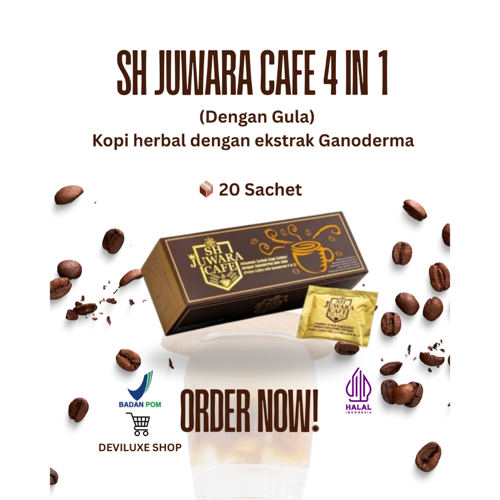 KOPI SH JUWARA CAFE 4 IN 1 DENGAN GULA 20 SACHET KOPI INSTAN