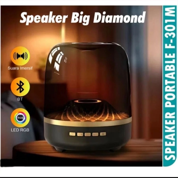 Fleco Speaker Bluetooth Lampu LED F301M Super Bass Musik Box Bluetooth Speaker dengan Lampu LED