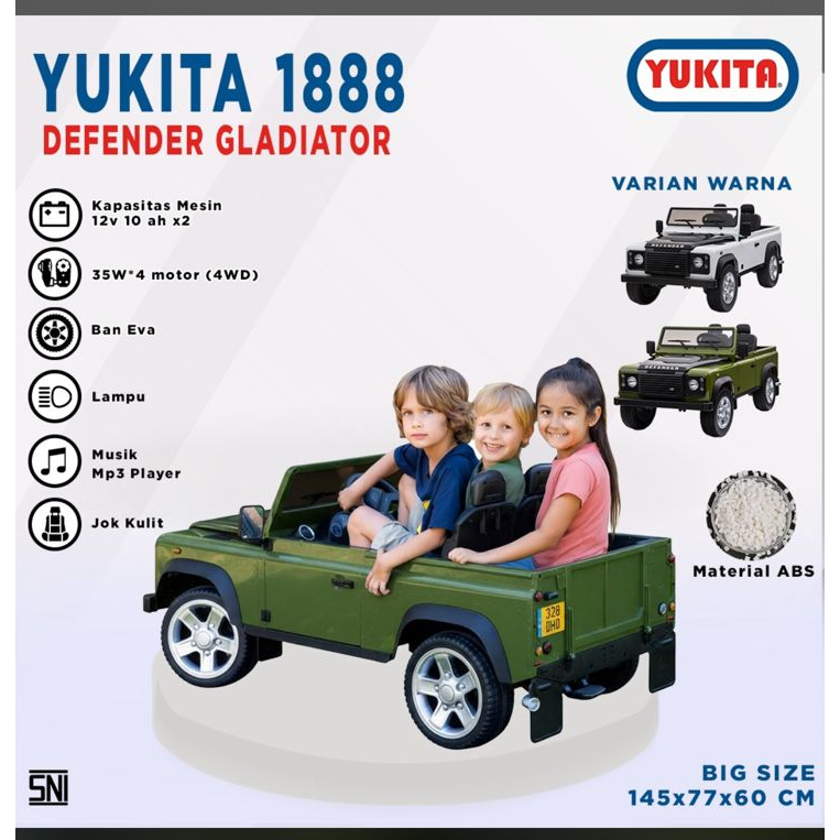 Mainan Anak Mobilan Aki Remote Control YUKITA 1888 DEFENDER GLADIATOR