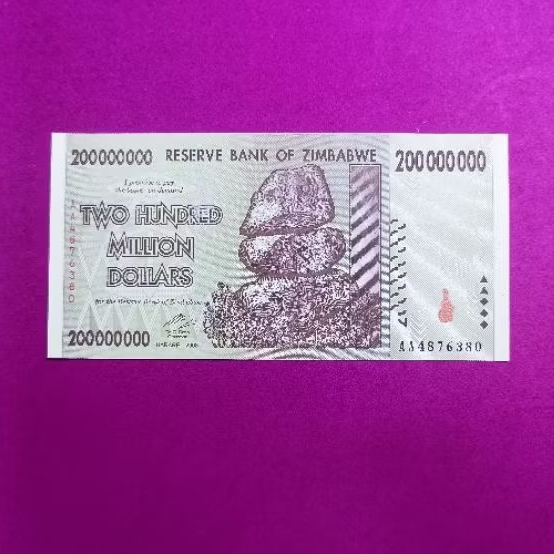 UANG KERTAS ZIMBABWE 2OO OOO OOO